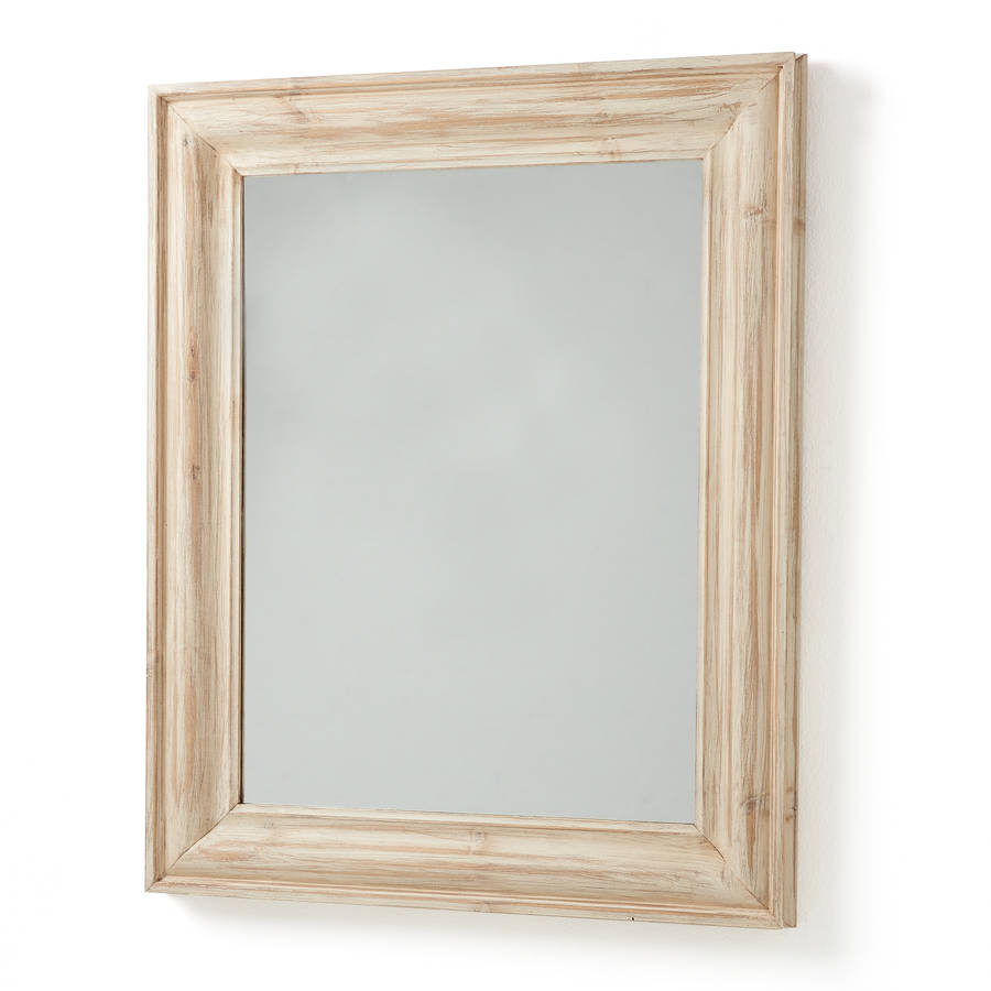 handmade white moulded old wood framed mirror by horsfall & wright
