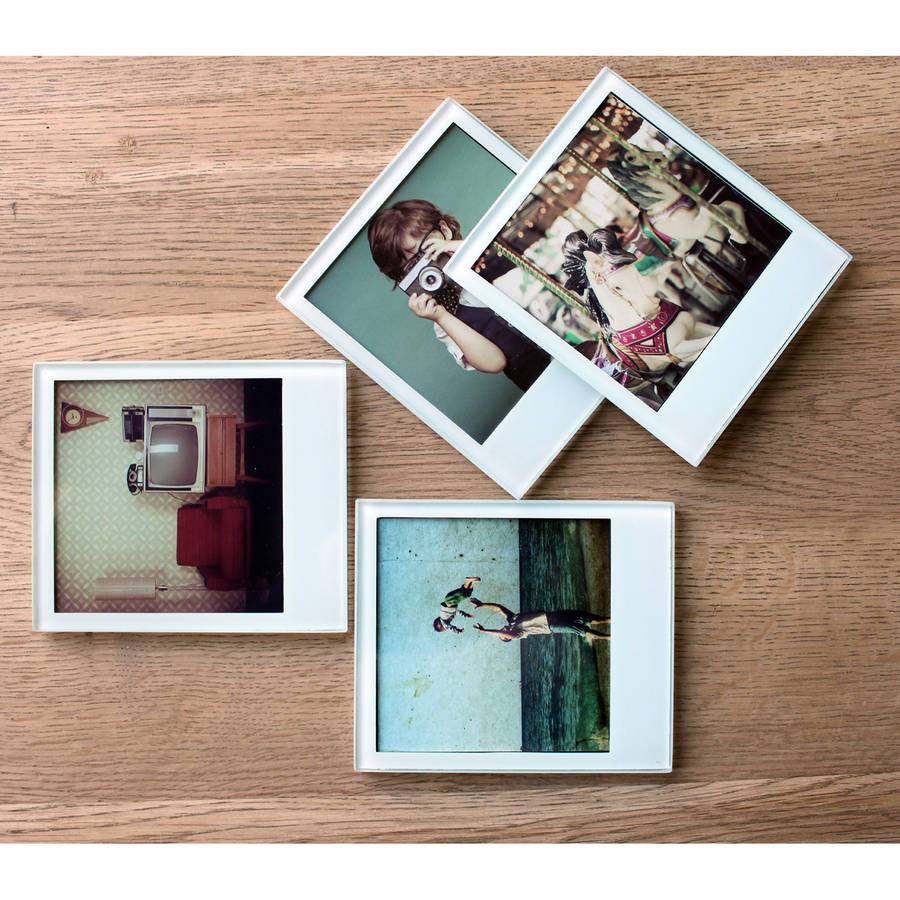 personalised instant photo coasters by lindsay interiors
