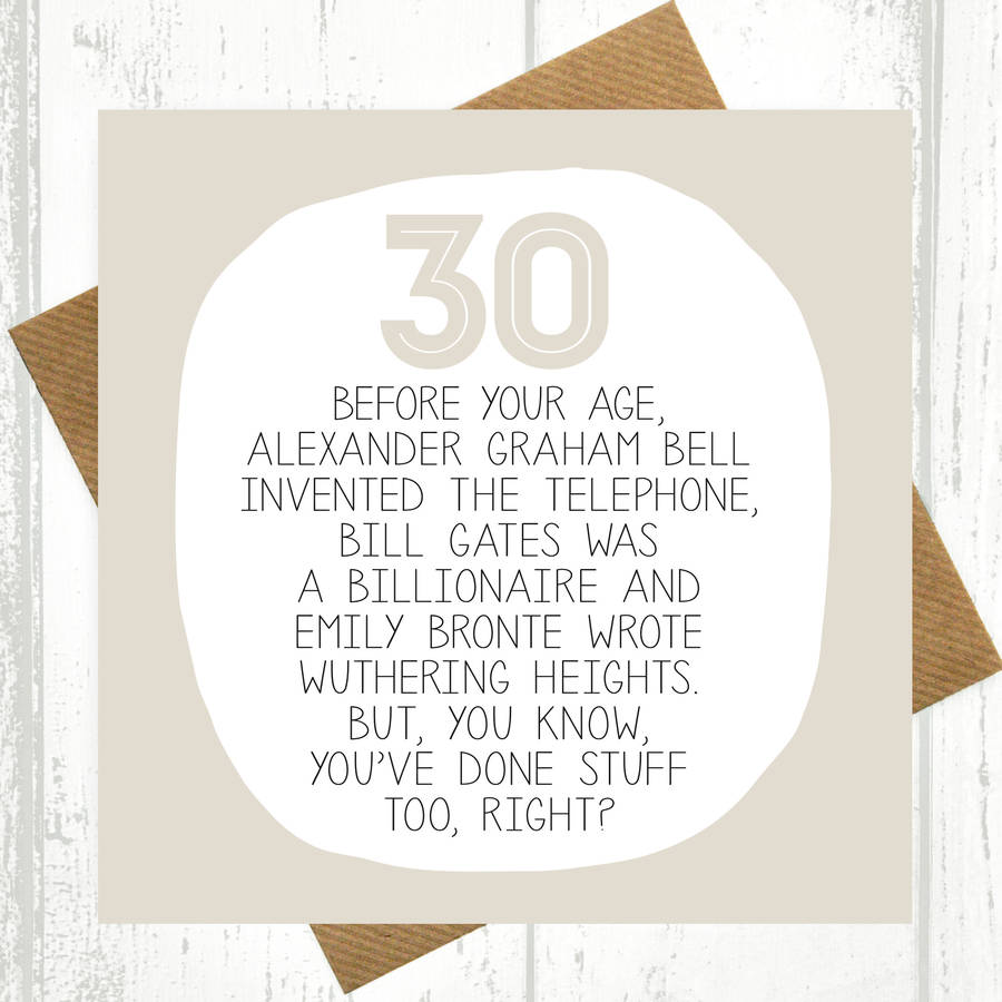 By Your Age Funny 30th Birthday Card By Paper Plane