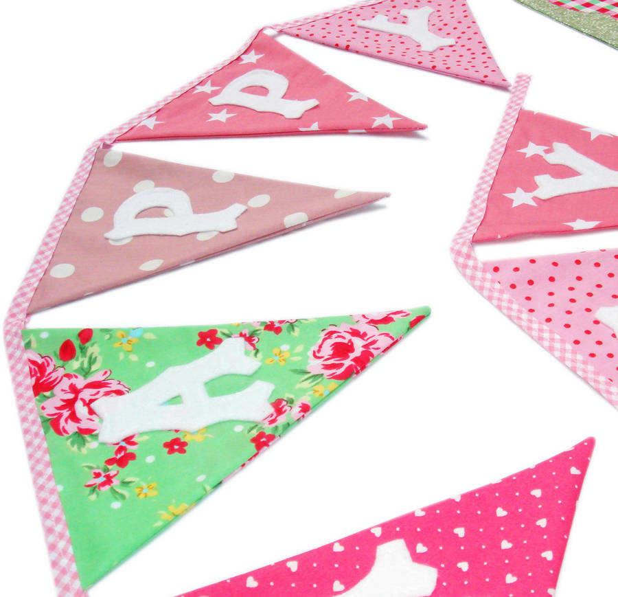 girls 'happy birthday' bunting by handmade by lucylu