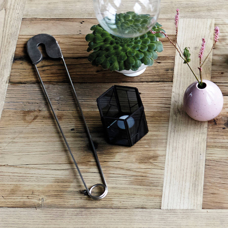 giant metal safety pin by the little house shop