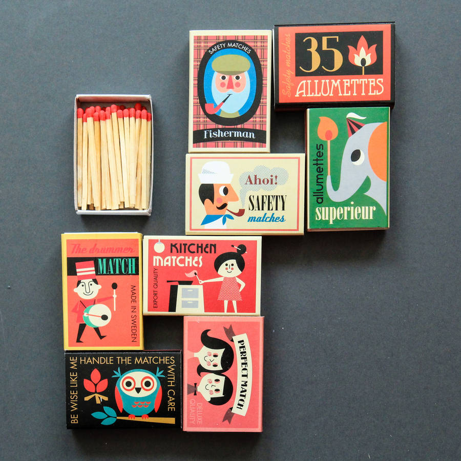 set of eight boxes of matches by berylune