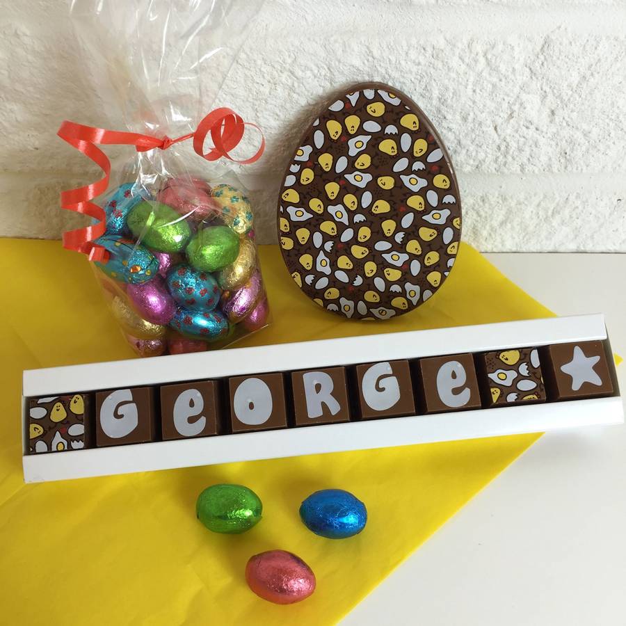 personalised easter chocolate gift bag by chocolate by cocoapod