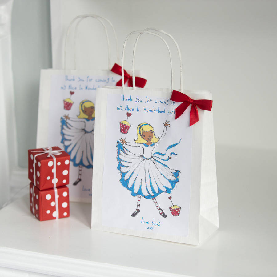 alice in wonderland personalised party bag by caragh buxton