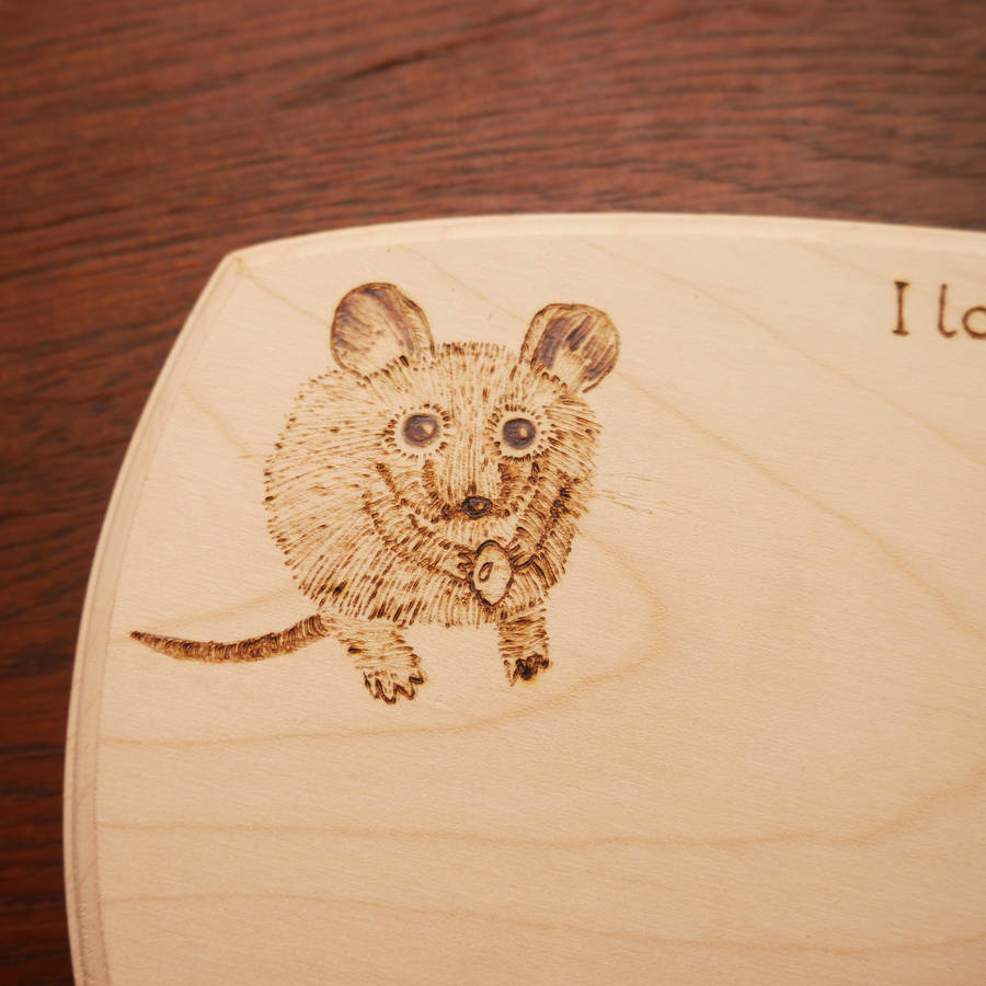 personalised mouse cheese board by cairn wood design