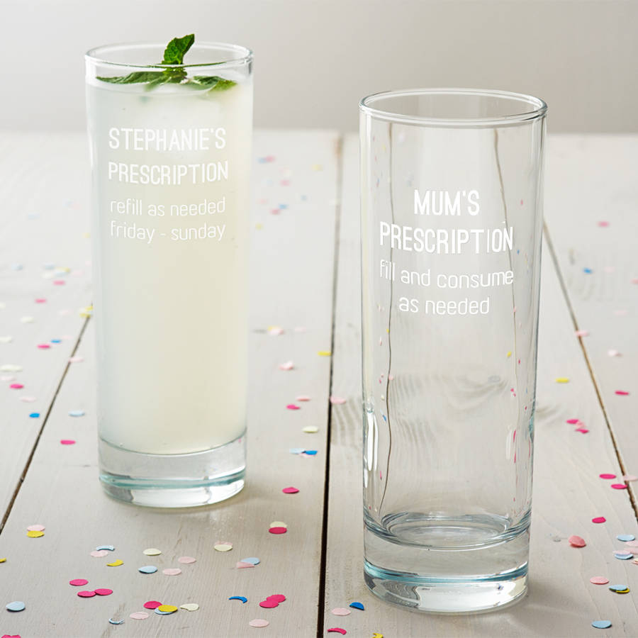 personalised prescription hi ball glass by becky broome