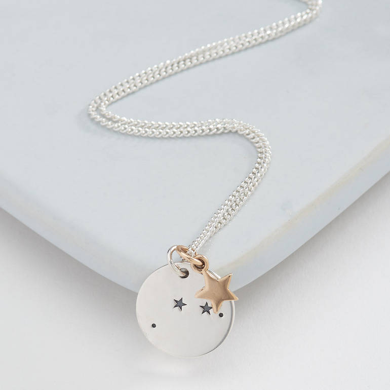 Silver Zodiac Constellation And Star Necklace By Suzy Q Designs