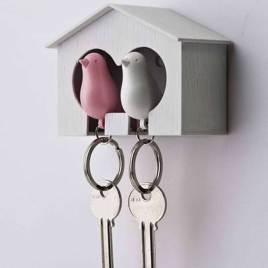 sparrow in bird house key ring holder by frolic and cheer