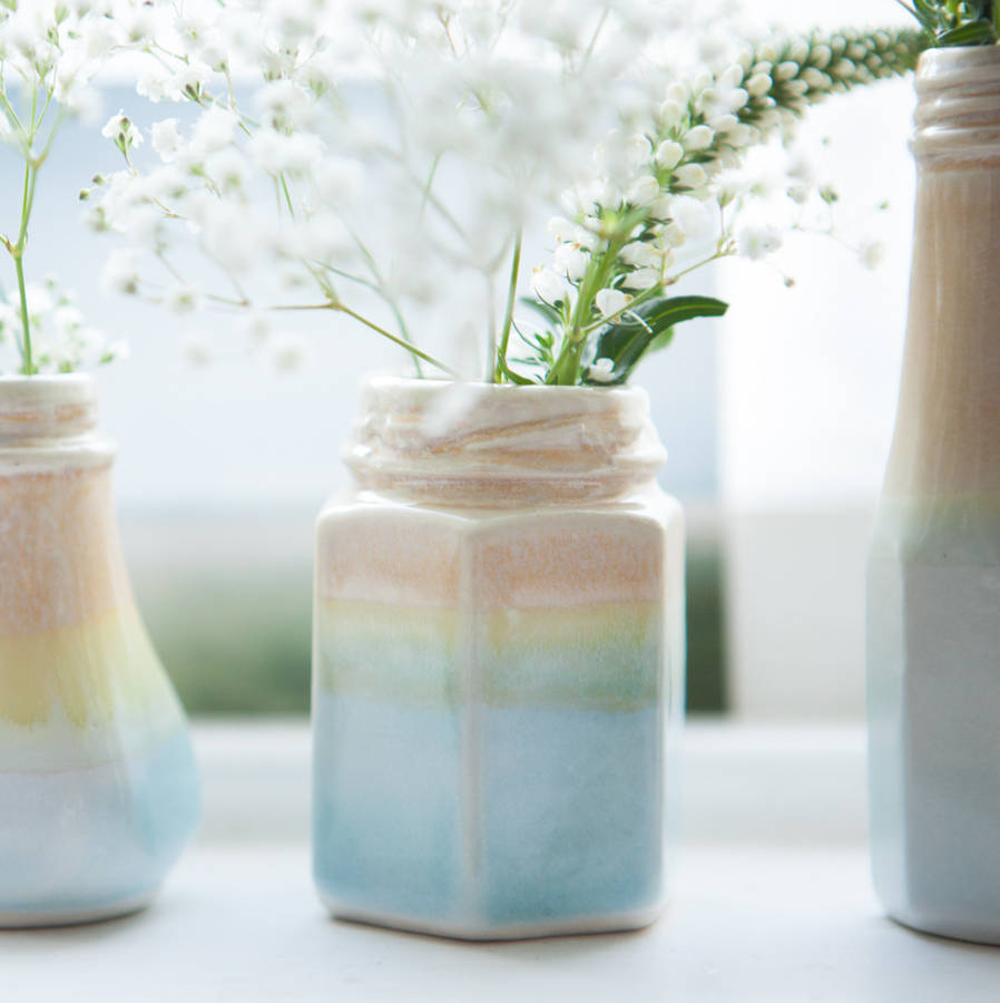 tropical mini vase jam jar by helen rebecca ceramics