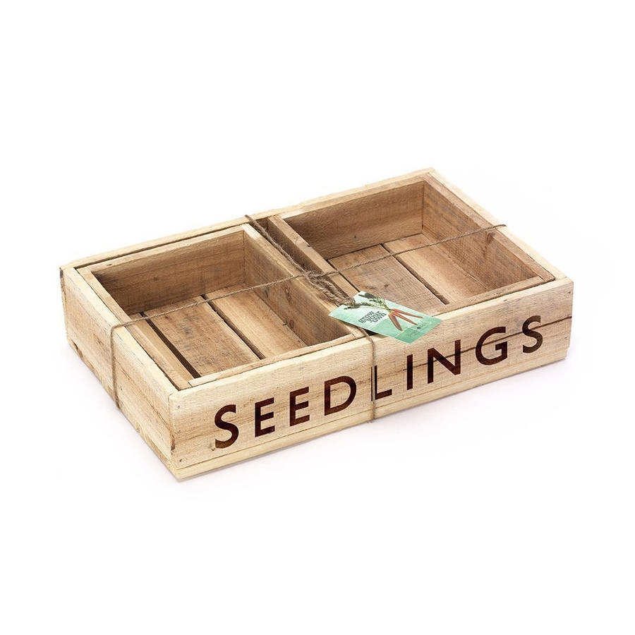 wooden seed trays set of three by garden selections wooden seed trays set of three by garden selections