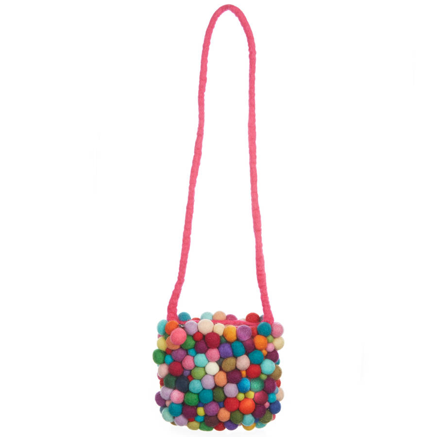 handmade felt ball candy bag by felt so good