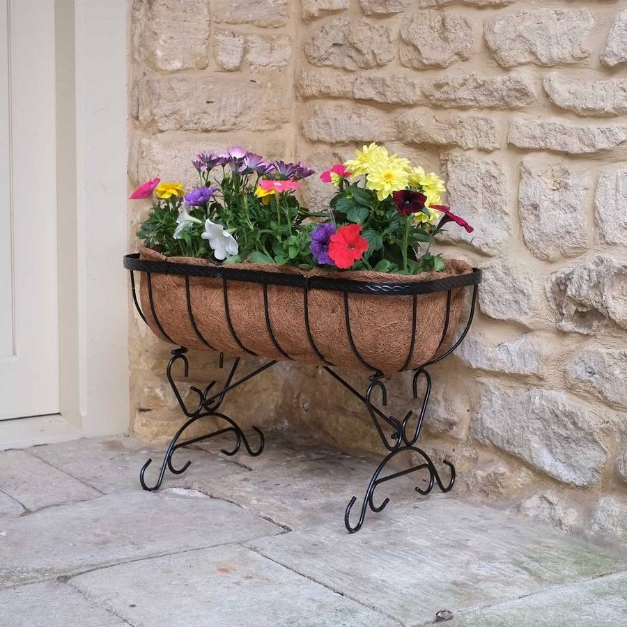 black metal saxon patio planter by garden selections