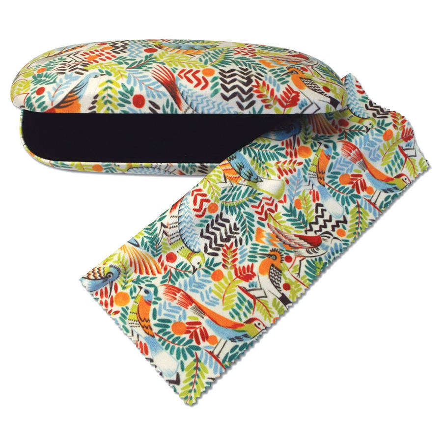 tropical birds glasses case by collier campbell