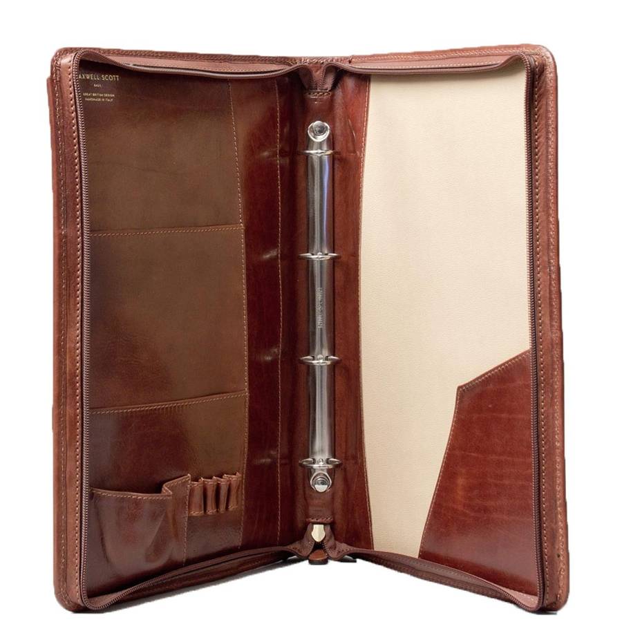 Luxury A4 Leather Ring Binder Folder The Veroli By Maxwell Scott