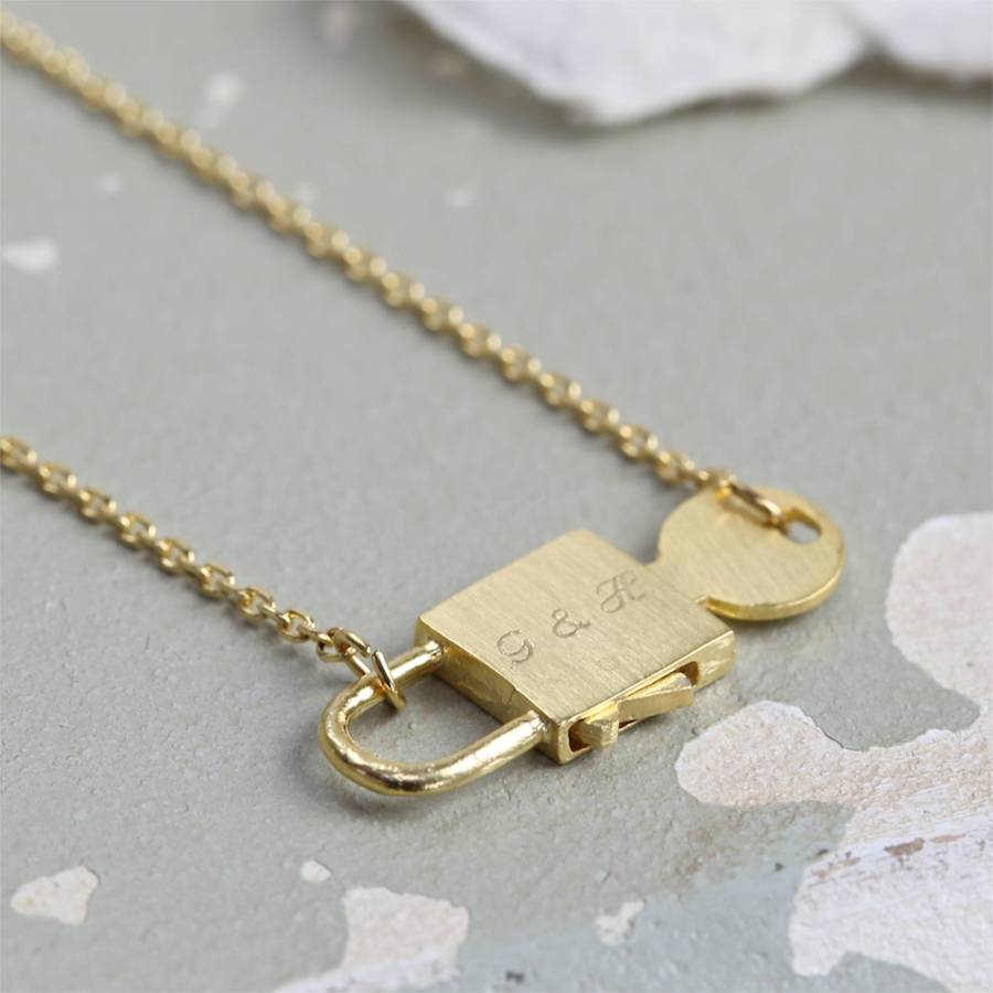 personalised miniature padlock and key necklace by lisa angel