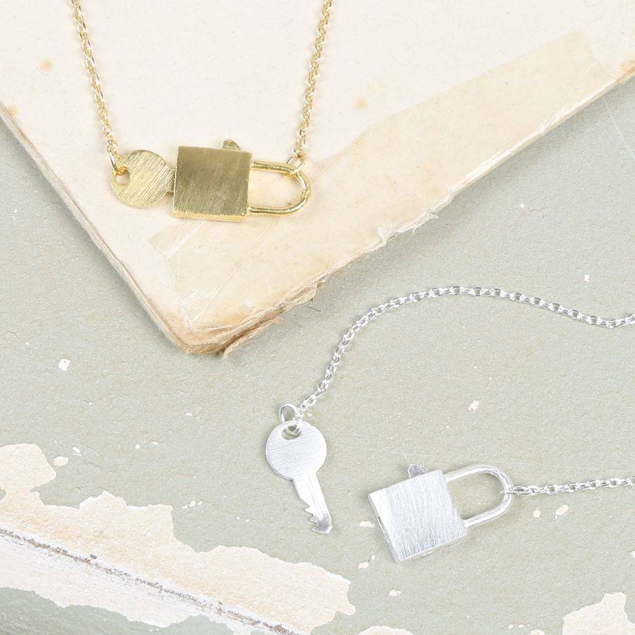 personalised miniature padlock and key necklace by lisa angel