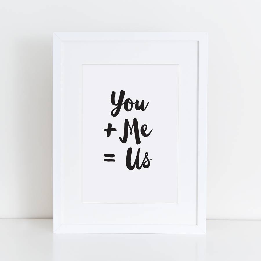 'you + me = us' love print by sincerely may