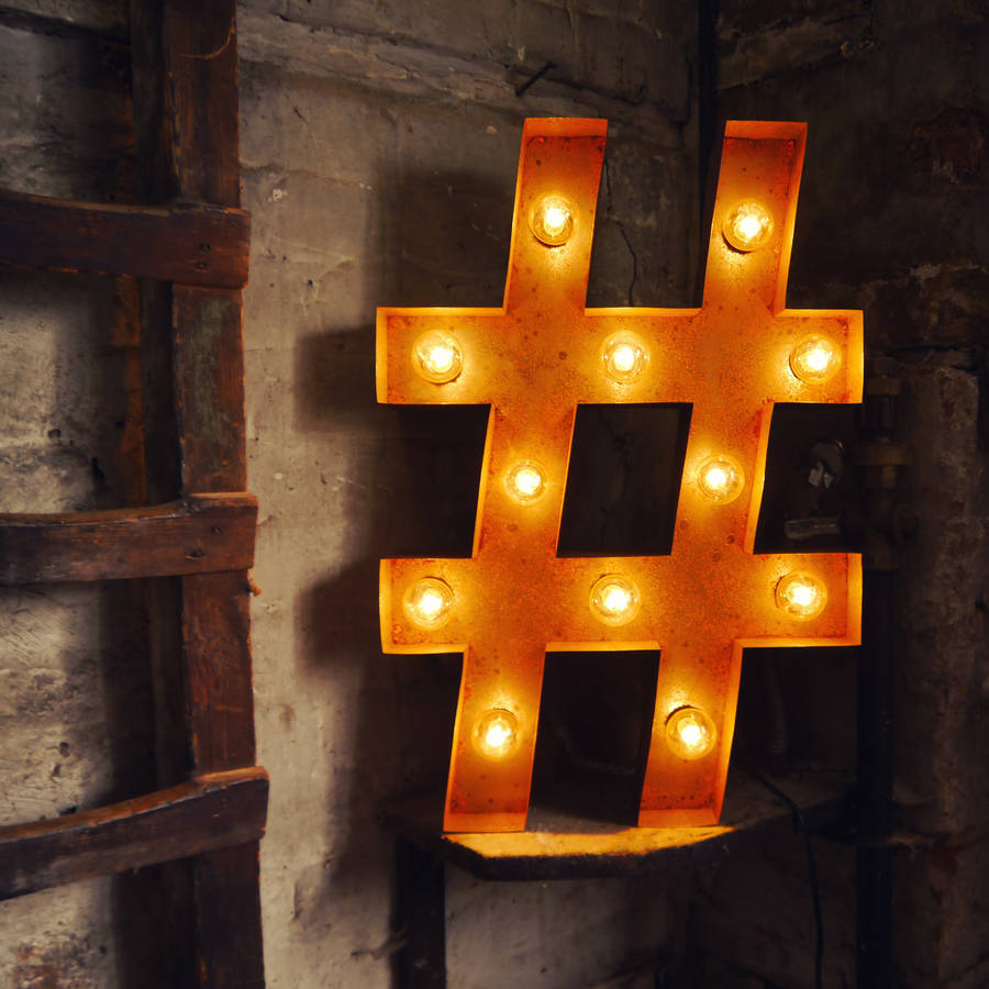 vintage hashtag light by all things brighton beautiful