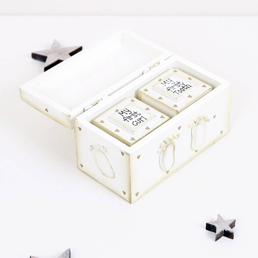 baby's first tooth and curl keepsake boxes by bebe beau