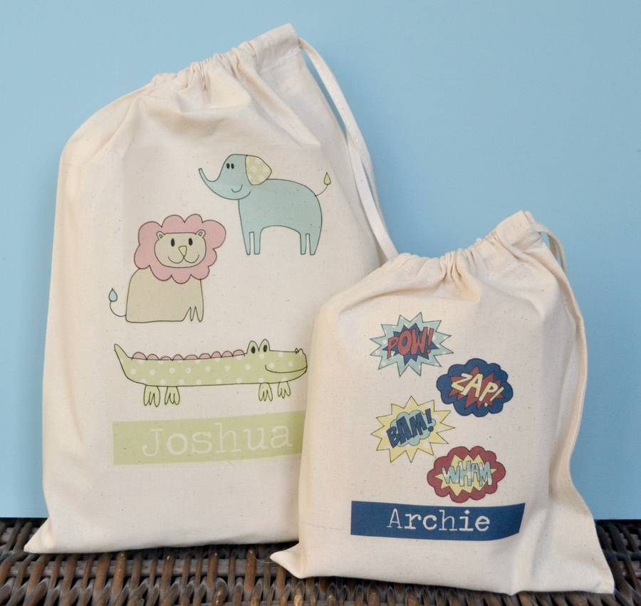 boys personalised fabric party bags by pearderbyshire