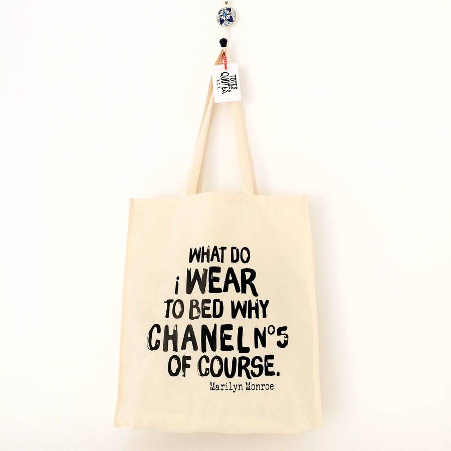 'chanel no5' marilyn monroe quote cotton tote bag by rosie jo's