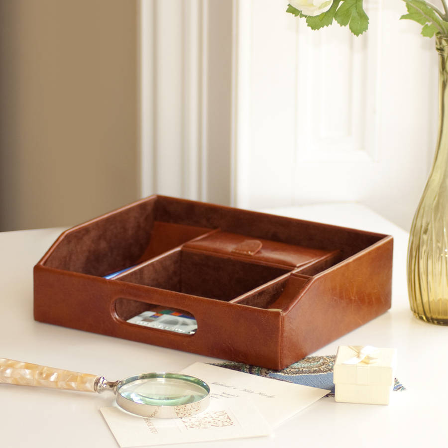 tan brown valet tray desktop organizer by jodie byrne