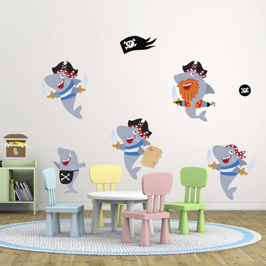 pirate sharks boys wall stickers by mirrorin