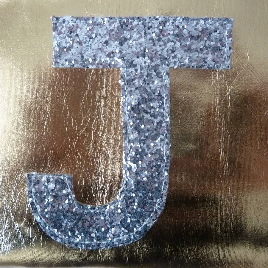 metallic glitter initial zip purse by jojo accessories
