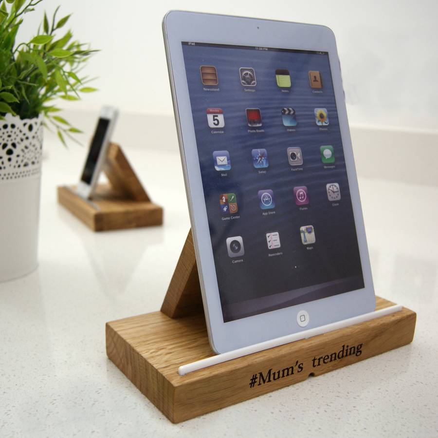 wooden ipad tablet docking stand by mijmoj design