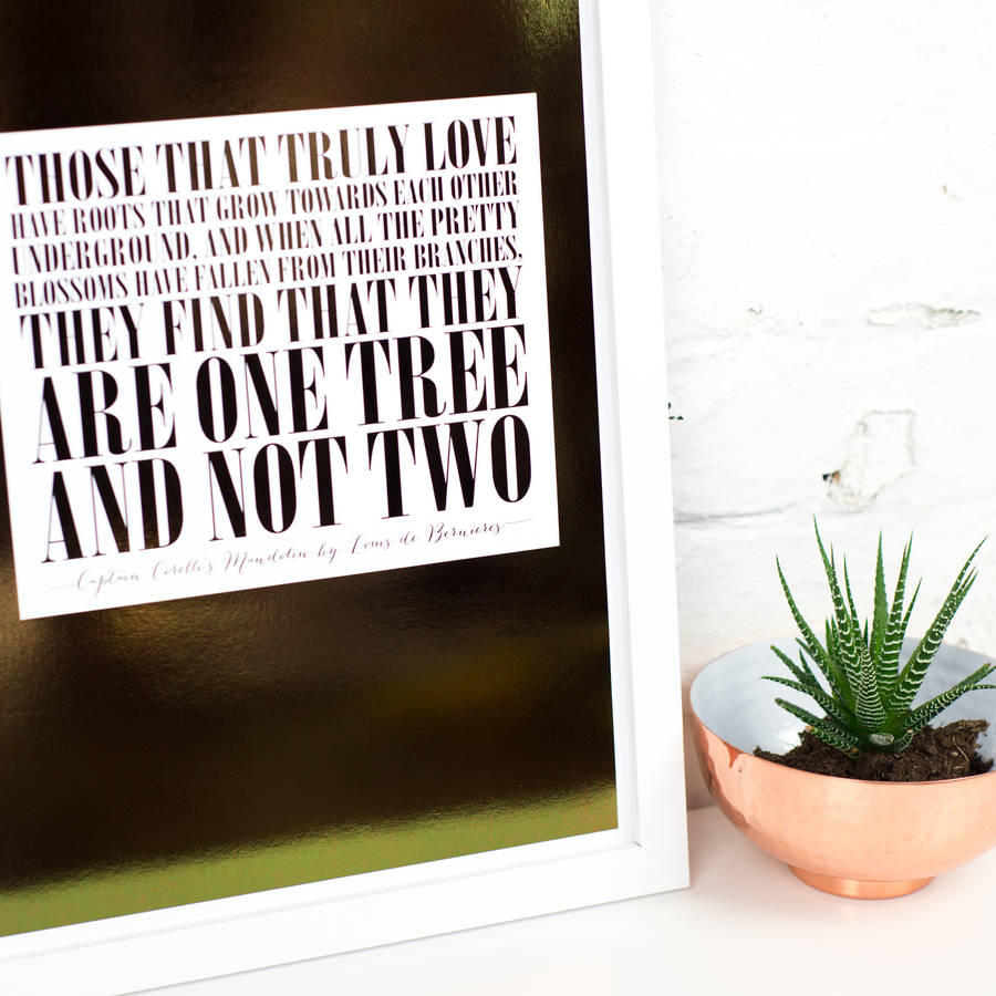 personalised copper foil quote art print by milly inspired