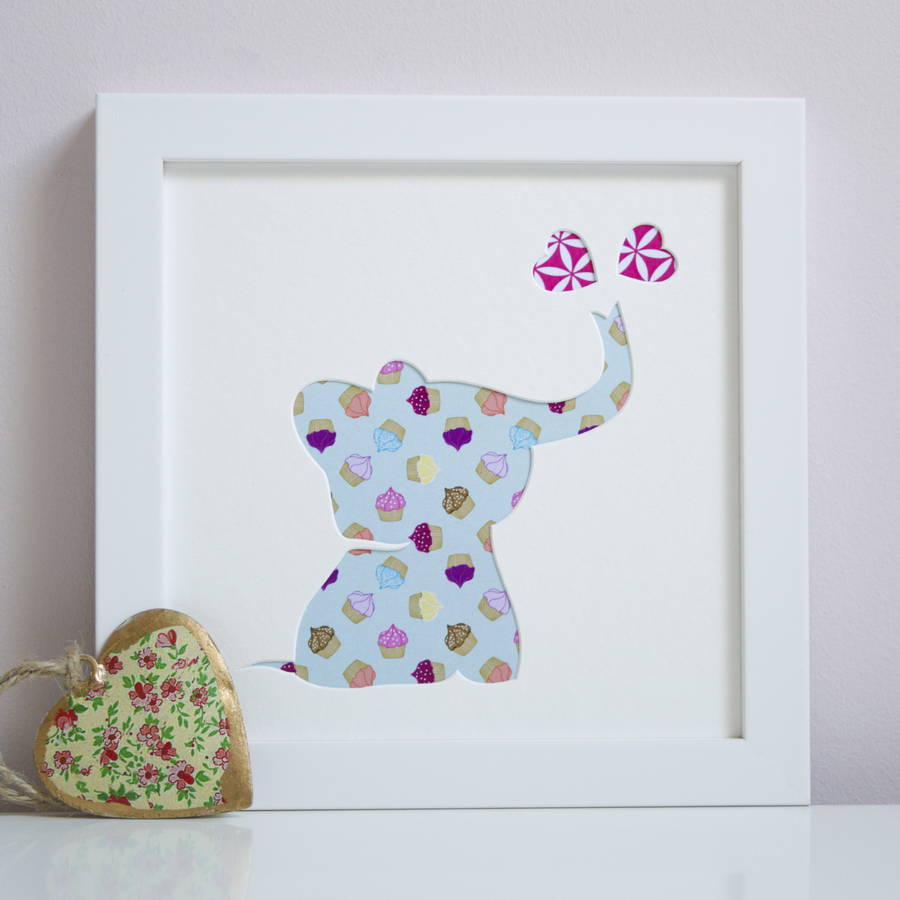 personalised framed baby elephant artwork by outshine art