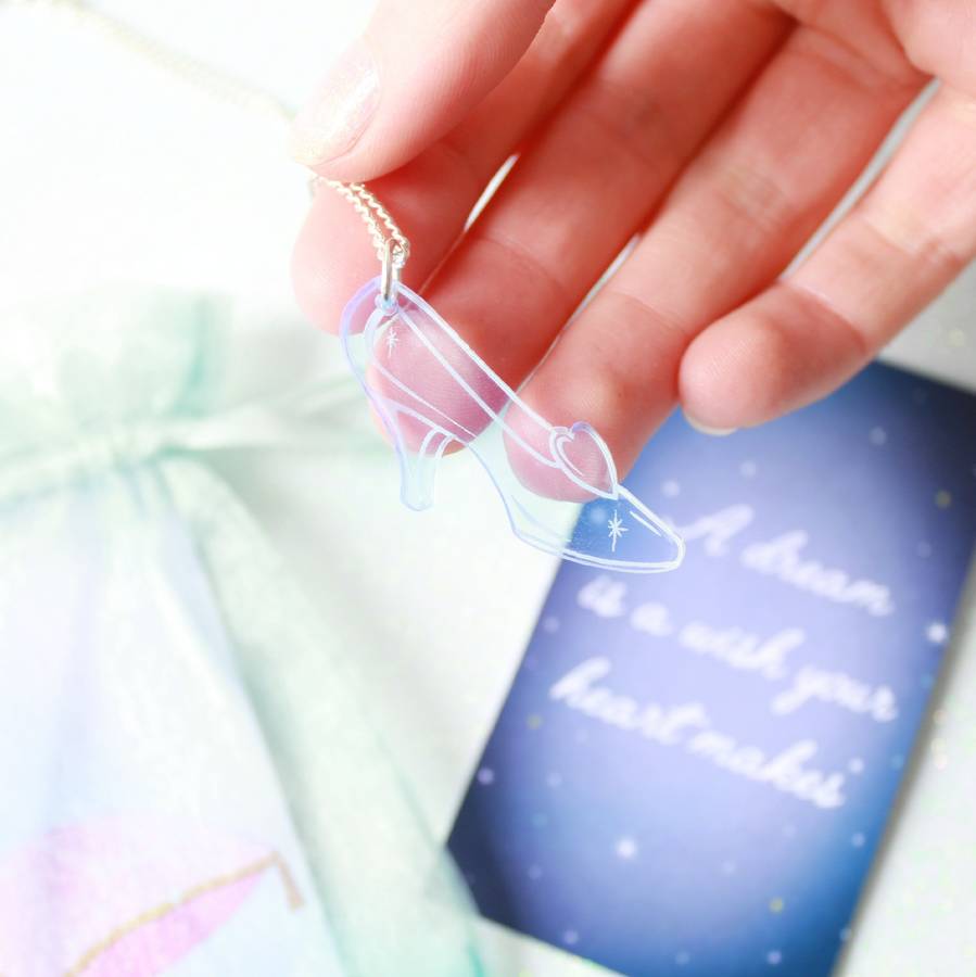 cinderella glass slipper necklace by i love crafty