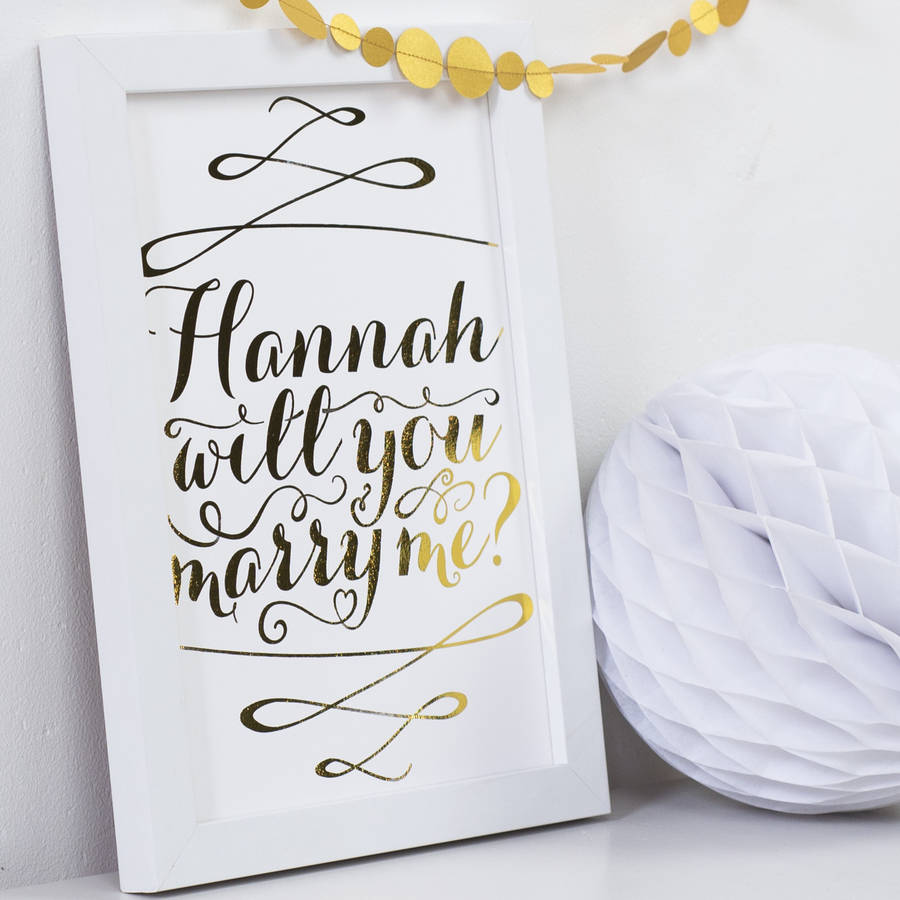 personalised gold foil 'will you marry me' art print by milly inspired