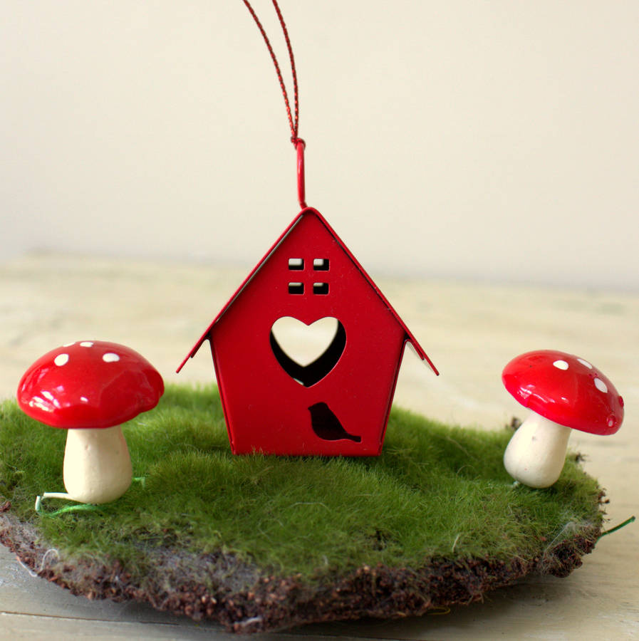 red birdhouse decoration by ella james