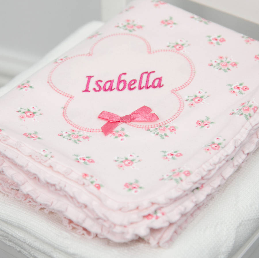 personalised flower appliqué ditsy print blanket by my 1st years