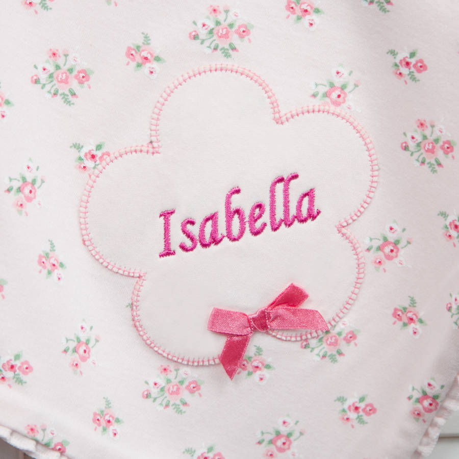 personalised flower appliqué ditsy print blanket by my 1st years