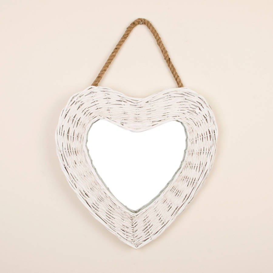 natural wicker heart mirror by dibor