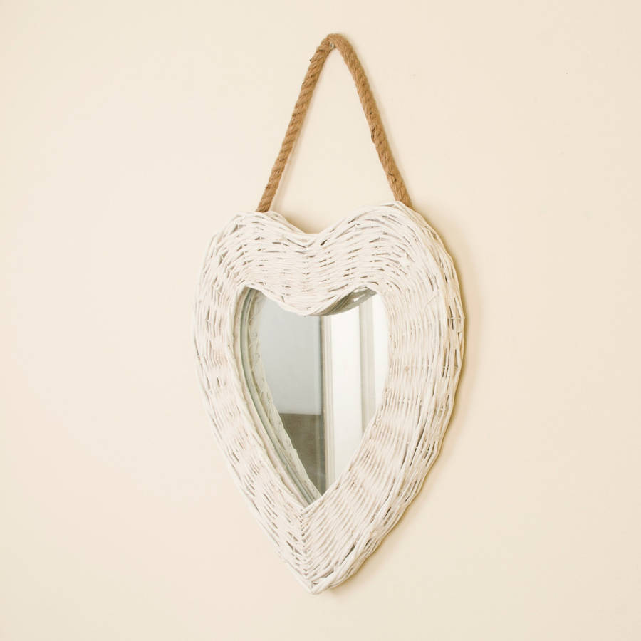 natural wicker heart mirror by dibor