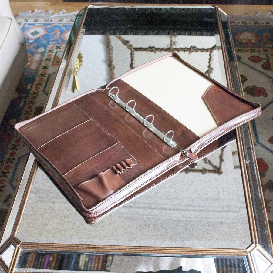 luxury a4 leather ring binder folder. 'the veroli' by maxwell scott