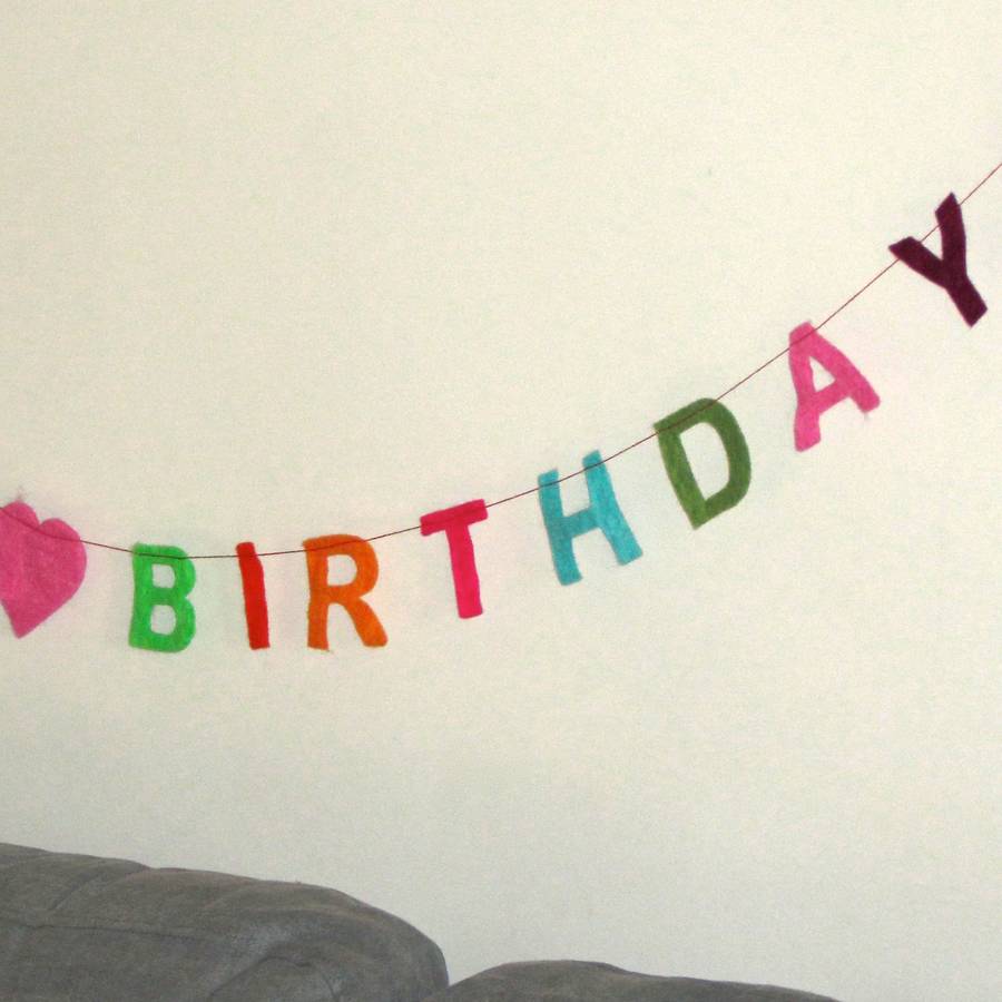 large 'happy birthday' decorative garland by chapel cards