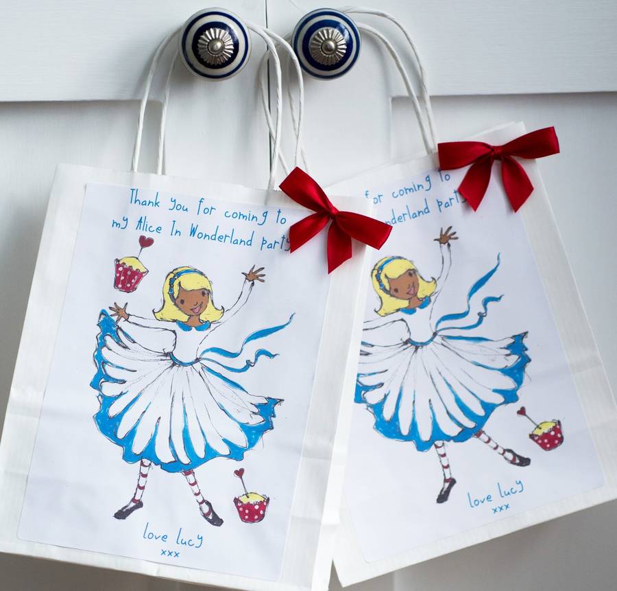 alice in wonderland personalised party bag by caragh buxton