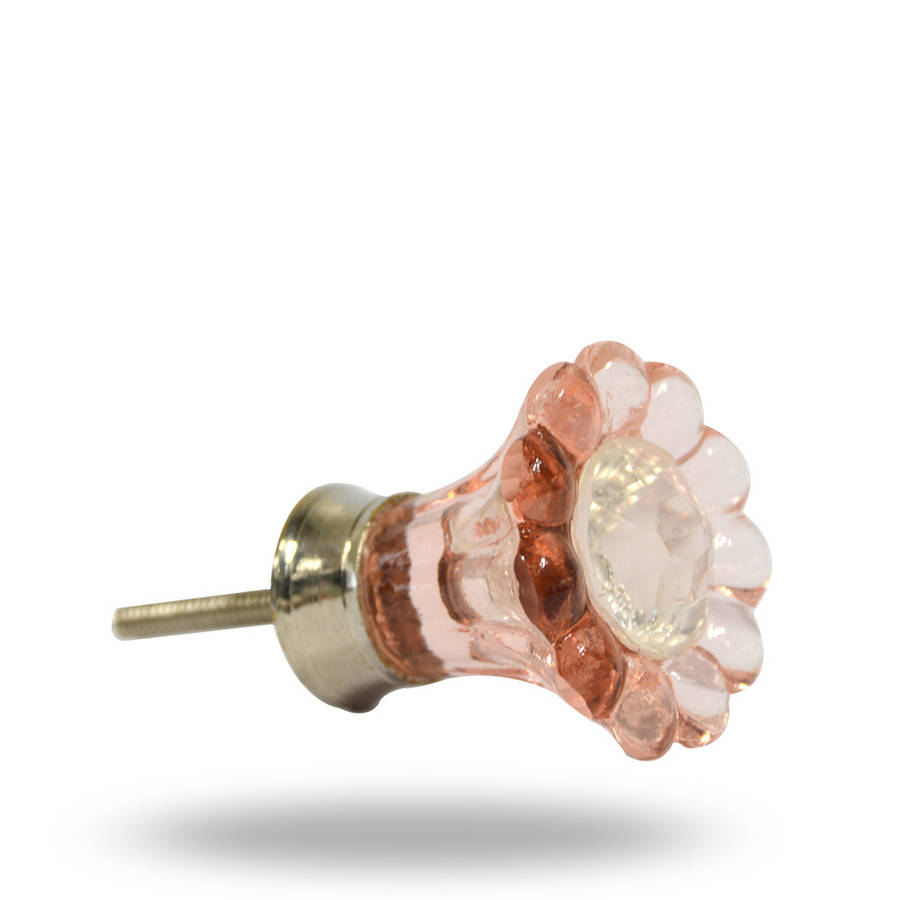 glass flower knob pink and clear bauchop by trincaferro