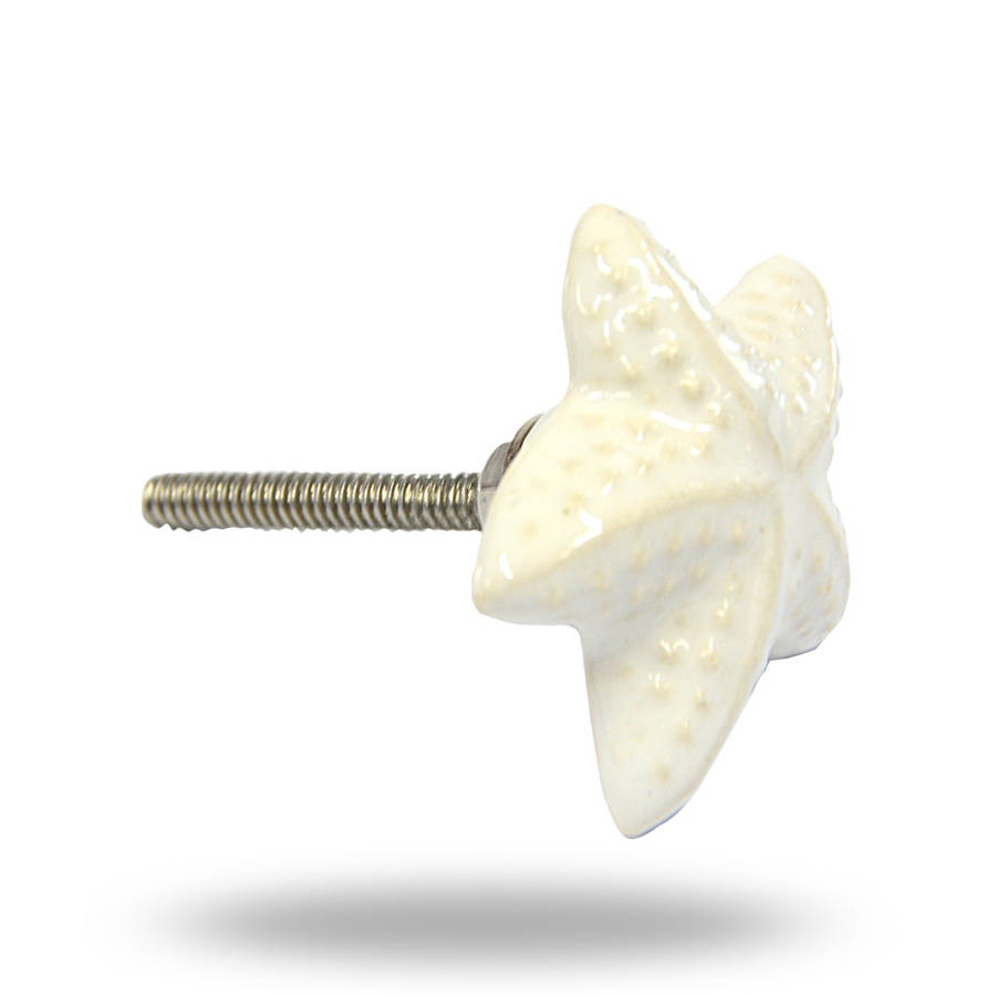 ceramic starfish knob white small by trincaferro