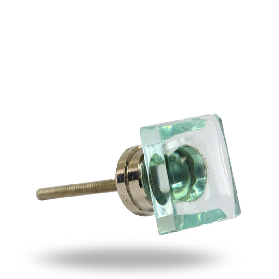 deco style knob clear glass square by trincaferro