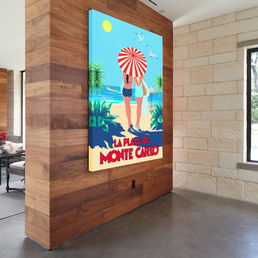 la plage de monte, vintage canvas art by hoxton art house