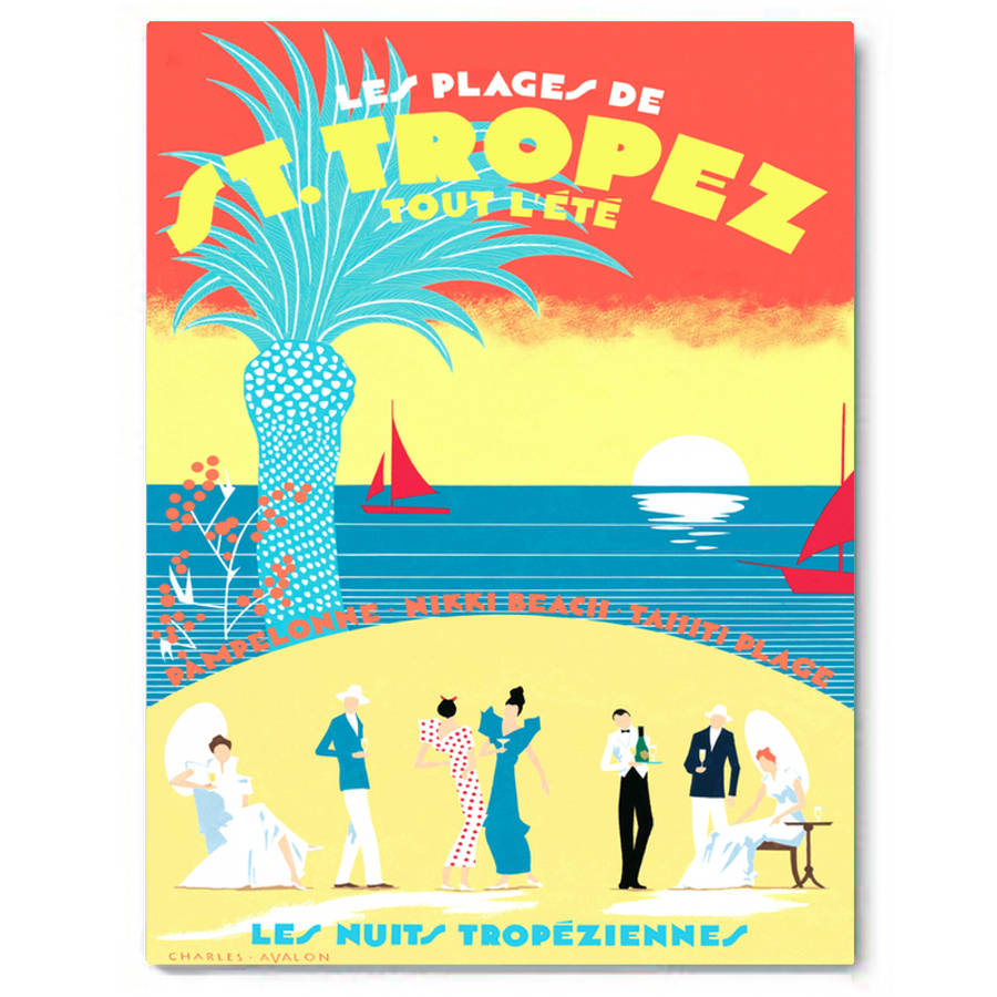 st tropez, vintage canvas art by hoxton art house