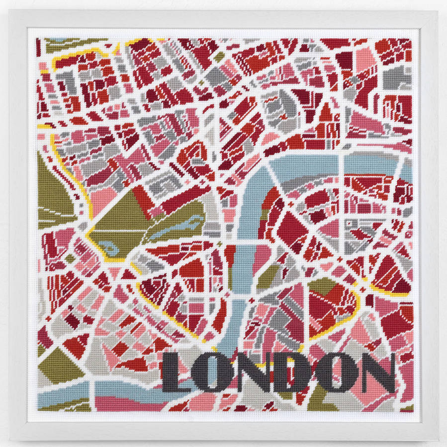 contemporary london light city map tapestry kit by hannah bass contemporary needlepoint 