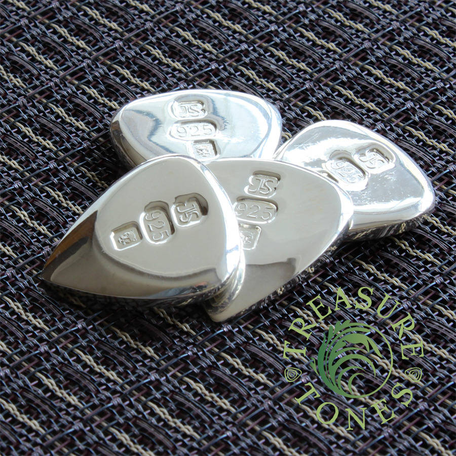 solid silver jazz fat guitar pick / plectrum by timber tones