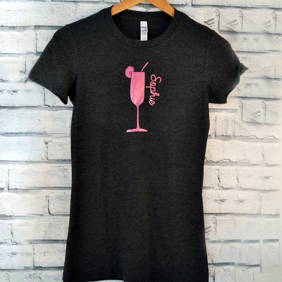 personalised glitter cocktail t shirt by solesmith