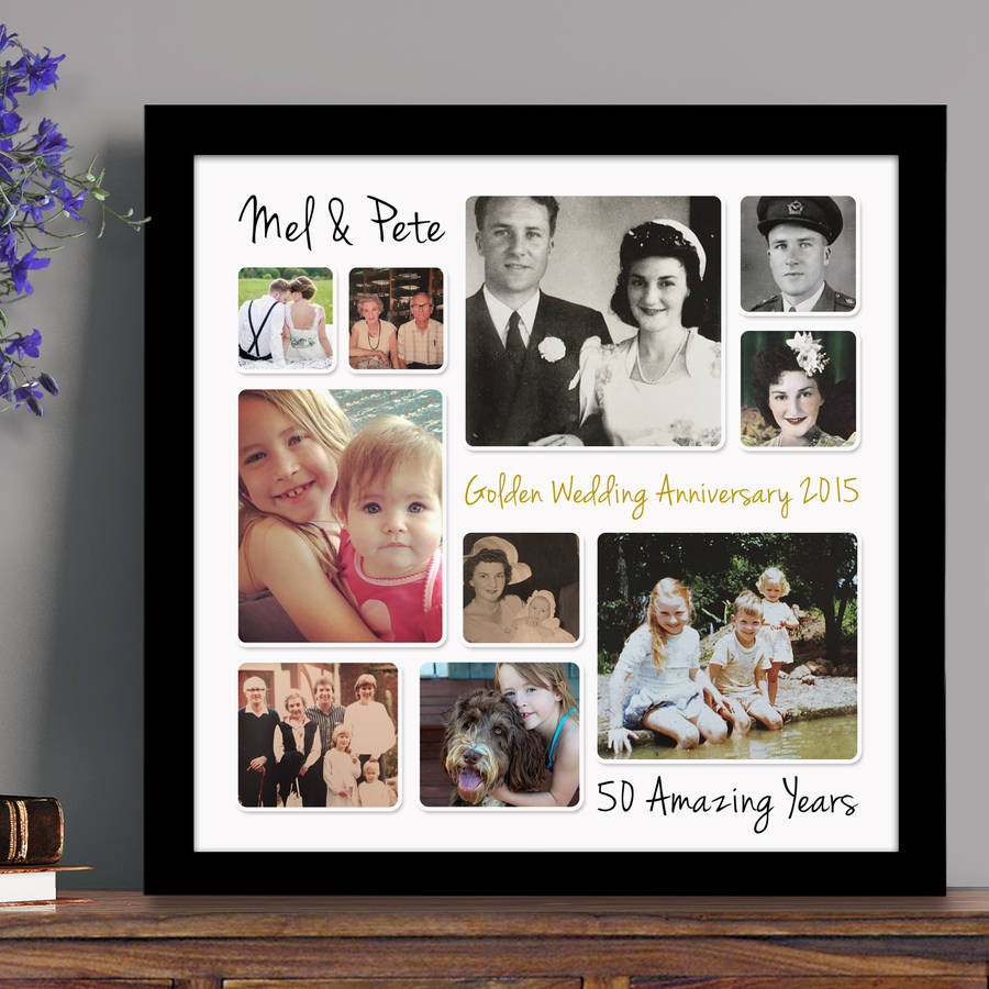 personalised golden wedding anniversary photo collage by cherry pete